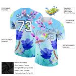 Custom Team Performance T-Shirt with Personalized Name and Number - Blue White-Royal 3D Flower Pattern Design Personalized