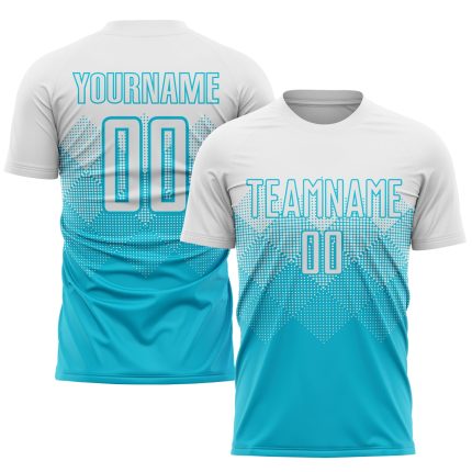 Custom Name & Number Personalized Soccer Jersey - Lakes Blue & White Sublimation Team Uniform Personalized Lakes Blue White