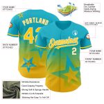 Personalized 3D Gradient Twinkle Star Baseball Jersey in Lakes Blue Yellow-White, Custom Name and Number Personalized Lakes
