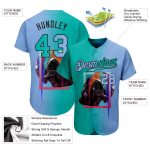 Personalized 3D Skull Gradient Baseball Jersey Light Blue Aqua-Black Custom Name & Number Fashion Team Apparel Personalized
