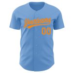 Custom Name & Number Authentic Baseball Jersey - Light Blue Bay Orange Team Jersey Personalized Light Blue Bay Orange Authentic