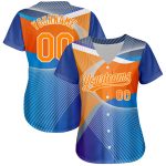 Custom Name and Number 3D Pattern Baseball Jersey in Light Blue Bay with Orange-White Design - Authentic Sport Team Apparel
