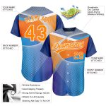 Custom Name and Number 3D Pattern Baseball Jersey in Light Blue Bay with Orange-White Design - Authentic Sport Team Apparel