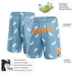Custom Personalized Polar Bear and Fish Basketball Shorts - Light Blue Bay Orange-White 3D Pattern with Name and Number Personalized