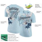 Custom Name and Number Light Blue Animal Crane Performance T-Shirt with 3D Pattern Design Personalized Light Blue Black 3D
