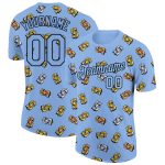 Personalized 3D Dollar Sign Money Theme T-Shirt with Custom Name & Number - Light Blue Black Design Personalized Light Blue