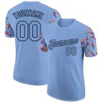 Personalized Light Blue 3D Pattern Feather T-Shirt with Custom Name and Number - Team Performance Apparel Personalized Light