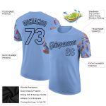 Personalized Light Blue 3D Pattern Feather T-Shirt with Custom Name and Number - Team Performance Apparel Personalized Light