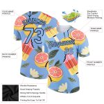 Custom Name and Number Summer T-Shirt - Personalized 3D Pattern Design in Light Blue, Black Ice Cream and Fruit Theme Personalized