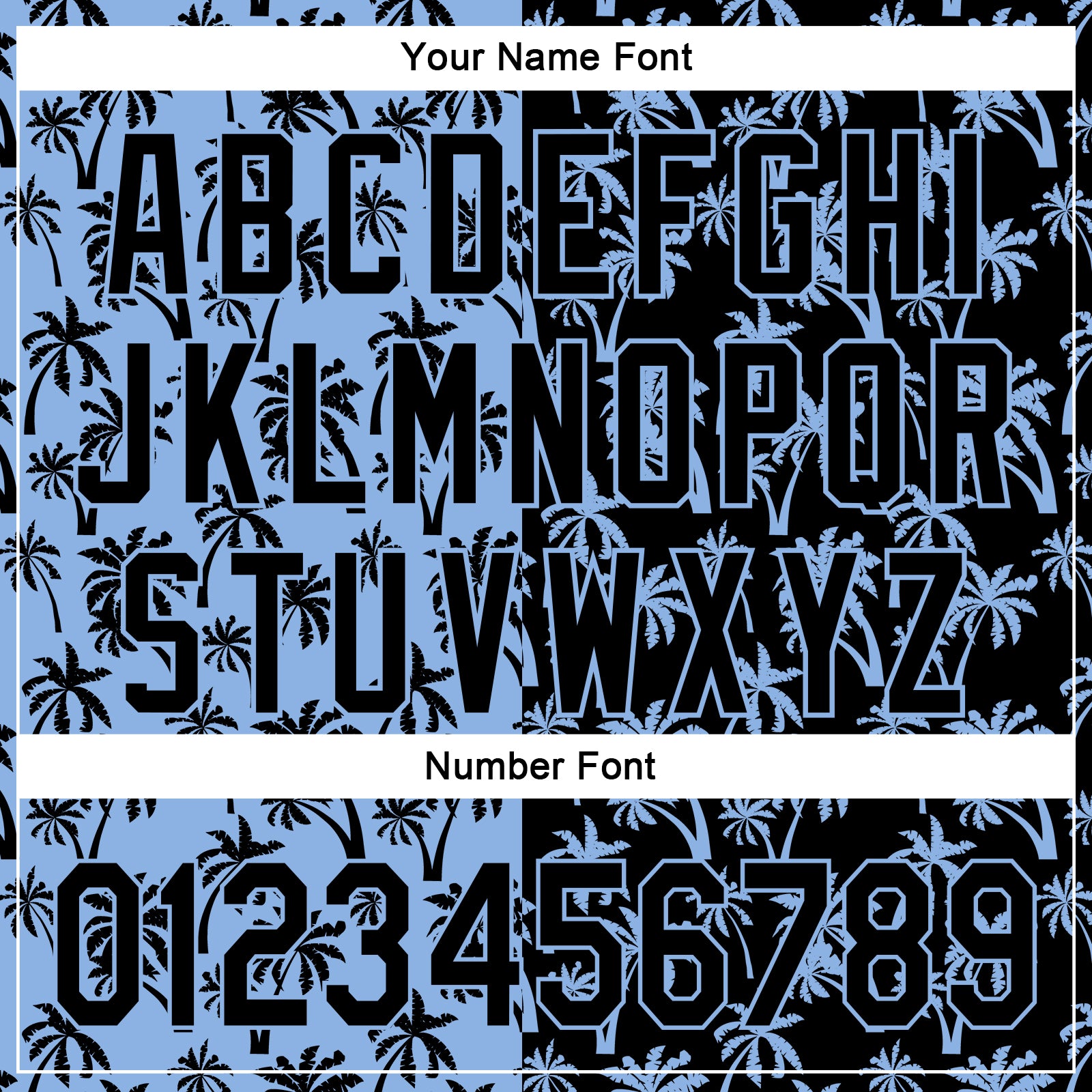 Personalized Light Blue Black 3D Pattern Design Tropical Hawaii Palm Trees Authentic Baseball Jersey Team Custom Name and Number Personalized Tropical Hawaii Palm Trees Baseball Jersey with Custom Name and Number - Light Blue Black 3D Pattern Design - Image 5