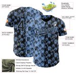 Personalized Tropical Hawaii Palm Trees Baseball Jersey with Custom Name and Number - Light Blue Black 3D Pattern Design