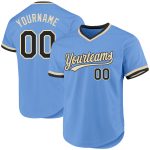 Custom Name and Number Authentic Light Blue Black-Cream Baseball Jersey - Personalized Throwback Team Jersey Personalized
