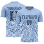 Light Blue Geometric Shapes Personalized Soccer Uniform Jersey Sublimation Personalized Light Blue Black Geometric Shapes
