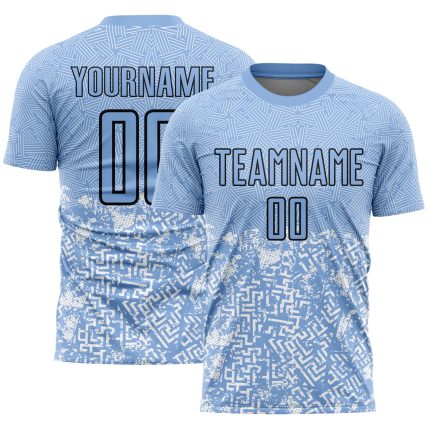Light Blue Geometric Shapes Personalized Soccer Uniform Jersey Sublimation Personalized Light Blue Black Geometric Shapes