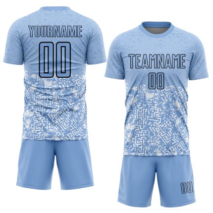 Light Blue Geometric Shapes Personalized Soccer Uniform Jersey Sublimation Personalized Light Blue Black Geometric Shapes