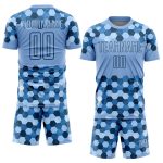Personalized Geometric Shapes Soccer Jersey with Custom Name and Number - Light Blue Black Team Uniform Personalized Light