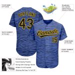 Custom Name and Number Authentic Baseball Jersey in Light Blue and Black-Gold 3D Pattern Design Personalized Light Blue Black-Gold