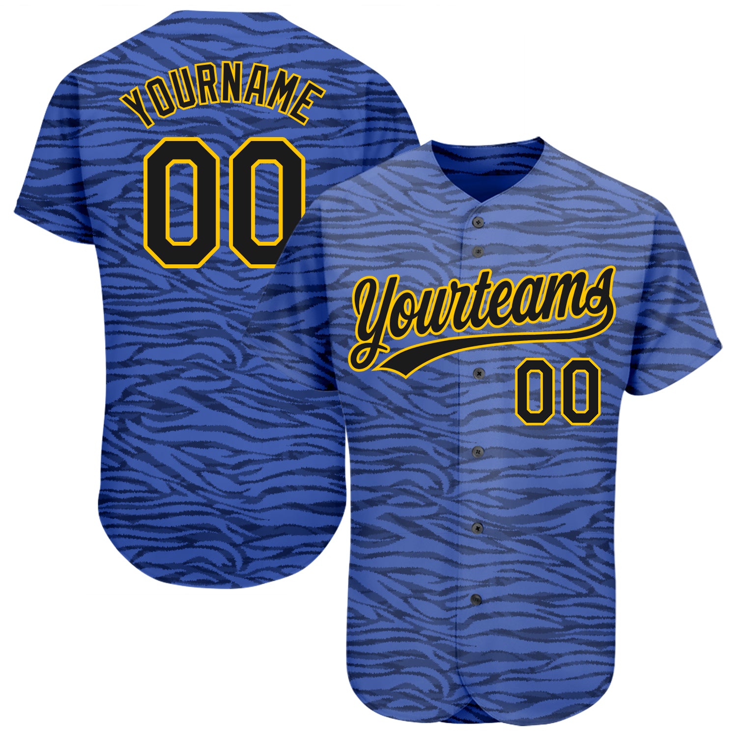 Custom Name and Number Authentic Baseball Jersey in Light Blue and Black-Gold 3D Pattern Design Personalized Light Blue Black-Gold