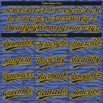 Custom Name and Number Authentic Baseball Jersey in Light Blue and Black-Gold 3D Pattern Design Personalized Light Blue Black-Gold