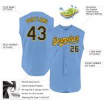 Custom Name and Number Light Blue Black Gold Baseball Jersey - Personalized Authentic Sleeveless Team Jersey Personalized