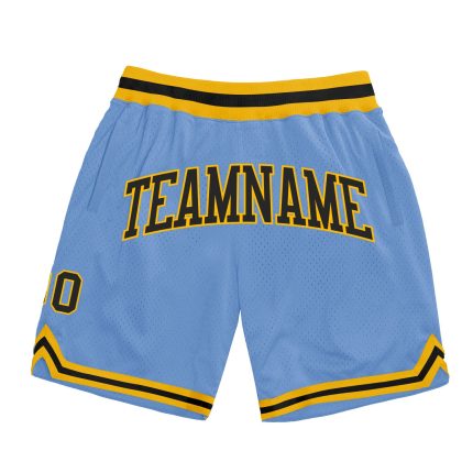 Custom Light Blue Black-Gold Basketball Shorts with Personalized Name and Number - Authentic Throwback Design Personalized