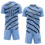 Custom Soccer Uniform Jersey with Personalized Name and Number - Light Blue with Black Lines and Dots Design Personalized