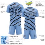 Custom Soccer Uniform Jersey with Personalized Name and Number - Light Blue with Black Lines and Dots Design Personalized