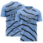 Custom Soccer Uniform Jersey with Personalized Name and Number - Light Blue with Black Lines and Dots Design Personalized