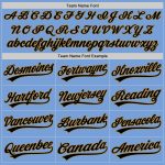 Custom Name and Number Authentic Baseball Jersey - Light Blue and Black-Old Gold Team Jersey Personalized Light Blue Black-Old