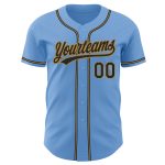 Custom Name and Number Authentic Baseball Jersey - Light Blue and Black-Old Gold Team Jersey Personalized Light Blue Black-Old