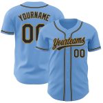 Custom Name and Number Authentic Baseball Jersey - Light Blue and Black-Old Gold Team Jersey Personalized Light Blue Black-Old