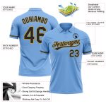 Custom Performance Vapor Golf Polo Shirt with Name and Number - Light Blue and Black Old Gold Personalized Light Blue Black-Old