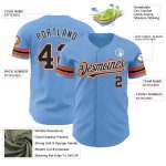 Custom Name and Number Authentic Baseball Jersey - Personalized Light Blue and Black-Orange Team Jersey Personalized Light