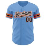 Custom Name and Number Authentic Baseball Jersey - Personalized Light Blue and Black-Orange Team Jersey Personalized Light