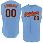 Custom Name and Number Personalized Light Blue Black-Orange Authentic Baseball Jersey Sleeveless Personalized Light Blue