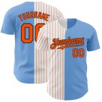 Custom Name Number Split Fashion Baseball Jersey Light Blue Black Orange Pinstripe Authentic Personalized Light Blue Black-Orange