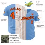 Custom Name Number Split Fashion Baseball Jersey Light Blue Black Orange Pinstripe Authentic Personalized Light Blue Black-Orange