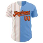 Custom Name Number Split Fashion Baseball Jersey Light Blue Black Orange Pinstripe Authentic Personalized Light Blue Black-Orange