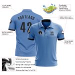 Custom Name and Number Performance Golf Polo Shirt Light Blue Black, Personalized Team Apparel Personalized Light Blue Black