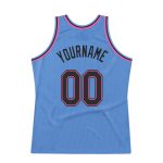 Personalized Authentic Throwback Basketball Jersey Custom Name Number Black-Pink Light Blue Team Personalized Light Blue