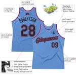 Personalized Authentic Throwback Basketball Jersey Custom Name Number Black-Pink Light Blue Team Personalized Light Blue
