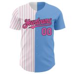 Custom Name and Number Personalized Light Blue Black Pink Pinstripe Baseball Jersey - Authentic Split Team Jersey Personalized