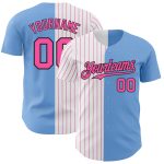 Custom Name and Number Personalized Light Blue Black Pink Pinstripe Baseball Jersey - Authentic Split Team Jersey Personalized