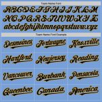 Custom Name and Number Unisex Softball Jersey Light Blue Old Gold Black Pinstripe Two-Button Personalized Light Blue Black