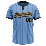 Custom Name and Number Unisex Softball Jersey Light Blue Old Gold Black Pinstripe Two-Button Personalized Light Blue Black