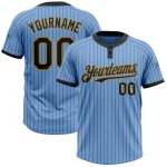 Custom Name and Number Unisex Softball Jersey Light Blue Old Gold Black Pinstripe Two-Button Personalized Light Blue Black