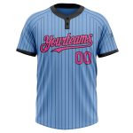 Custom Name and Number Unisex Softball Jersey Light Blue Black Pinstripe Two-Button Team Apparel Personalized Light Blue