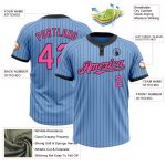 Custom Name and Number Unisex Softball Jersey Light Blue Black Pinstripe Two-Button Team Apparel Personalized Light Blue