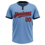 Custom Light Blue Black Pinstripe Softball Jersey Unisex - Personalized Name and Number Two-Button Design Personalized Light