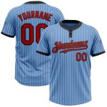 Custom Light Blue Black Pinstripe Softball Jersey Unisex - Personalized Name and Number Two-Button Design Personalized Light